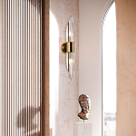 Бра с декором в виде хрустальных трубочек Nembus Brass Round Glass Wall Lamp варинант исполнения - 2 | Loft Concept в Барнауле