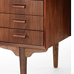 Дизайнерский письменный стол округлой формы с 4-мя ящиками и дверкой с полочками Rili варинант исполнения - 5 | Loft Concept в Барнауле