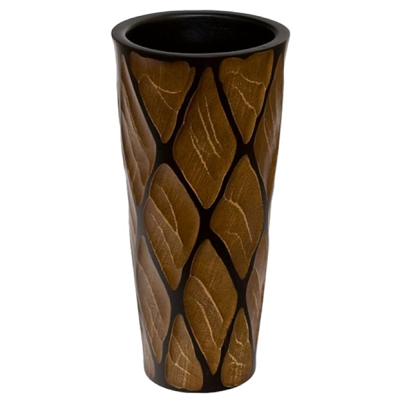 Ваза деревянная Vase of Thailand Коричневый Черный в Барнауле | Loft Concept 