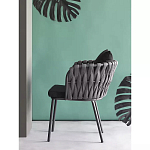 Стул мягкий с декором в виде плетеных лент на спинке и подлокотниках Semicircular Chair Decorated with Ribbons варинант исполнения - 2 | Loft Concept в Барнауле