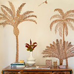 Обои с вышивкой ручной работы Deco Palms Raffia on linen варинант исполнения - 2 | Loft Concept в Барнауле