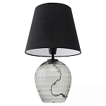 Настольная лампа с черным тканевым абажуром и фактурным прозрачным основанием Black Cone варинант исполнения - 2 | Loft Concept в Барнауле