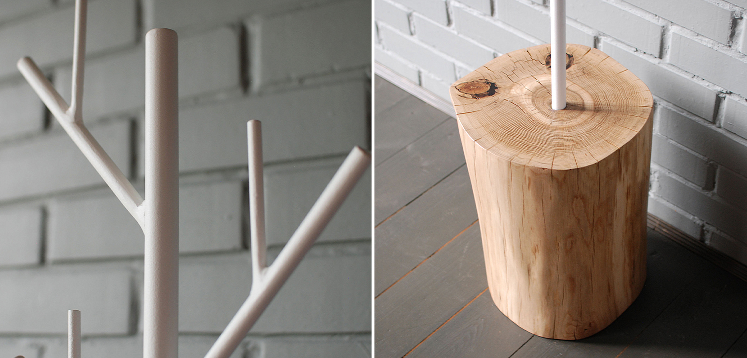 Вешалка Metal Branches and Stump Floor Hanger White Вешалка Metal Branches and Stump Floor Hanger White - Loft-Concept в Барнауле