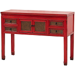 Деревянная консоль в китайском стиле с ящиками и дверцами красная Chinese Console Table варинант исполнения - 2 | Loft Concept в Барнауле
