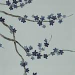 Обои ручная роспись Cherry Tree Original colourway on Adam Grey dyed silk варинант исполнения - 1 | Loft Concept в Барнауле