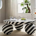 Дизайнерский журнальный стол круглый в чёрно-белую полоску Mypel варинант исполнения - 2 | Loft Concept в Барнауле