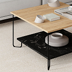 Стол журнальный с квадратной столешницей и полкой MARBO LOTUS варинант исполнения - 2 | Loft Concept в Барнауле