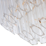 Люстра подвесная многослойная с прозрачными хрустальными трубками и золотистым каркасом Hexagon Tube Light варинант исполнения - 3 | Loft Concept в Барнауле