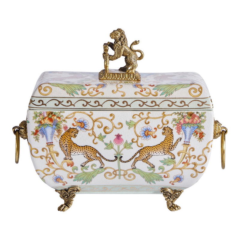 Шкатулка с фигуркой льва на крышке Eden Garden Бронза Мульти в Барнауле | Loft Concept 