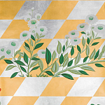 Обои ручная роспись Tiled Meadow Original colourway on Egyptian Gold gilded paper варинант исполнения - 2 | Loft Concept в Барнауле