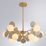 Люстра на штанге с 10-ю белым шарообразным плафоном и декоративными металлическими элементами в виде лепестков серого цвета Matisse варинант исполнения - 2 | Loft Concept в Барнауле