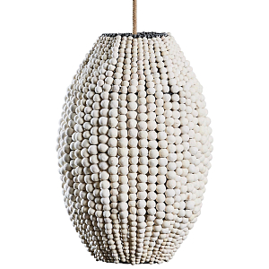 Подвесной светильник вертикальной овальной формы украшенный белыми круглыми бусинами Gradient Oval Pendant Lamp White