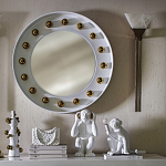 Зеркало белое с круглыми золотыми декоративными элементами Prince of the Church варинант исполнения - 3 | Loft Concept в Барнауле