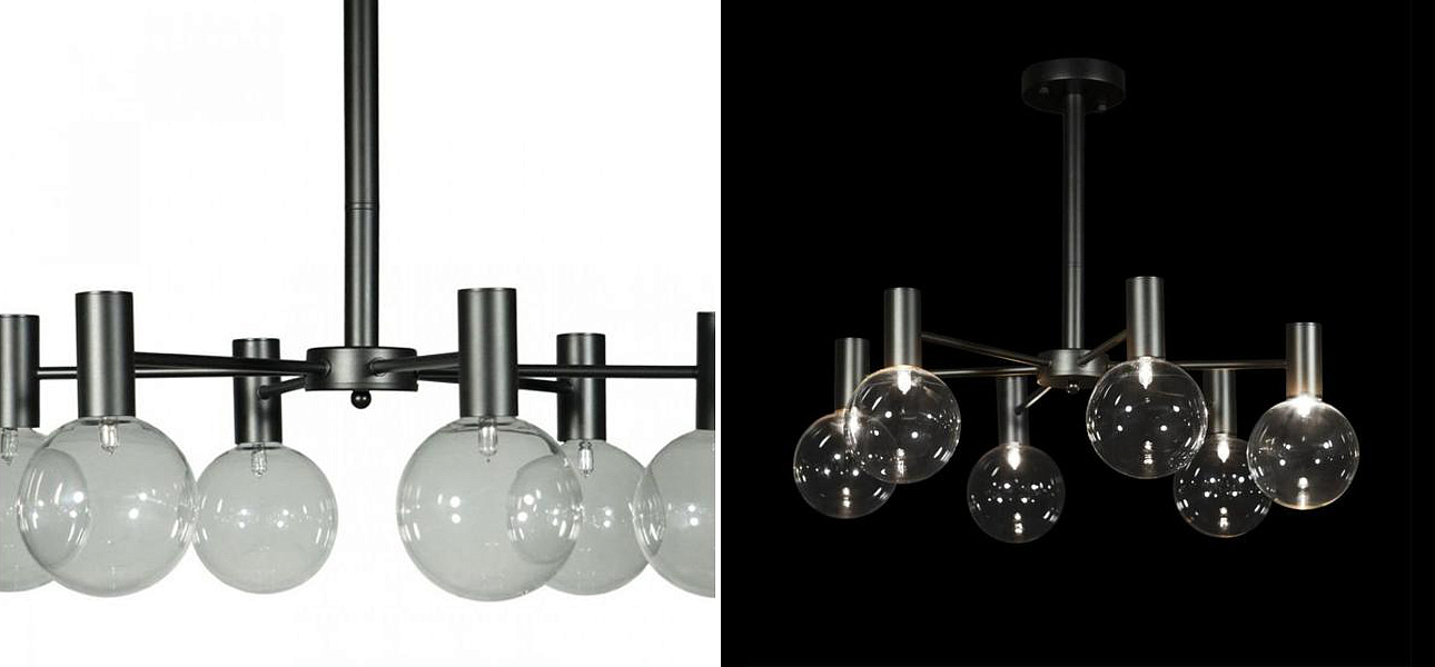 Люстра с дымчатым стеклом Smoke Glass BLACK 6 ламп Люстра с дымчатым стеклом Smoke Glass BLACK 6 ламп - Loft-Concept в Барнауле