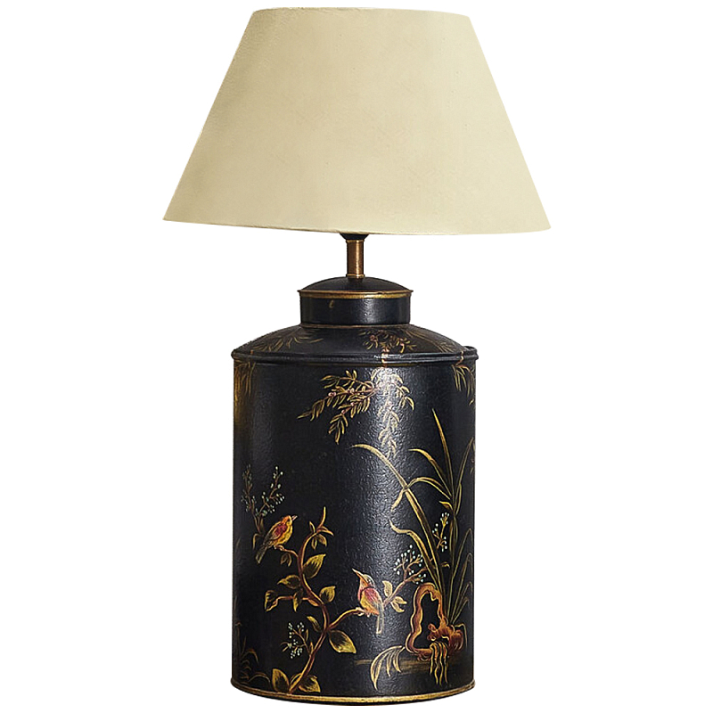 Настольная лампа Шинуазри с абажуром Garden Chinoiserie Collection Table Lamp Бежевый Черный Мульти в Барнауле | Loft Concept 