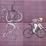 Плитка с узором Осьминог велосипедист варинант исполнения - 1 | Loft Concept в Барнауле