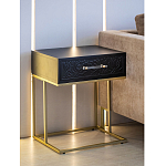 Приставной столик с резным узором на выдвижном ящике Black Table Carved Pattern варинант исполнения - 7 | Loft Concept в Барнауле