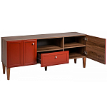 ТВ-тумба красная из массива бука с 2-мя дверками и ящиком Wenge Light варинант исполнения - 4 | Loft Concept в Барнауле