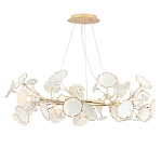 Люстра круглая с белыми лепестками из керамики и прозрачными хрустальными цветками Диаметр 82 см Wintery flovers варинант исполнения - 3 | Loft Concept в Барнауле