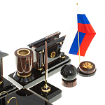 Настольный письменный набор с часами из природного камня обсидиана Peace Contract варинант исполнения - 5 | Loft Concept в Барнауле