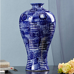 Ваза из фарфора сине-белого цвета Blue & White Ornament  варинант исполнения - 4 | Loft Concept в Барнауле