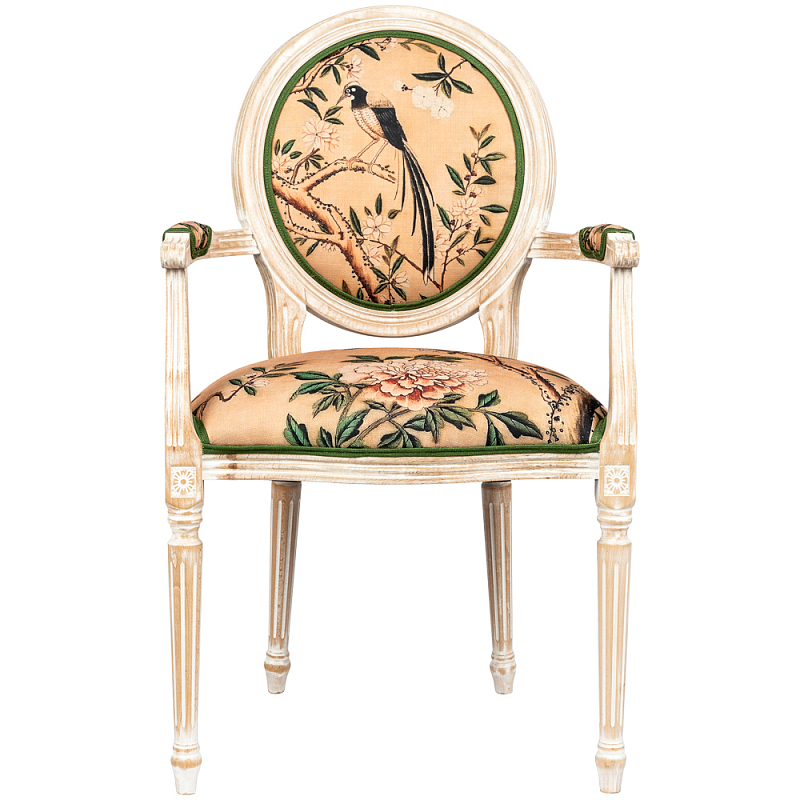 Стул с подлокотниками Beige and Green Chinoiserie Chair Бежевый Зеленый Стул с подлокотниками Beige and Green Chinoiserie Chair Бежевый Зеленый в Барнауле | Loft Concept