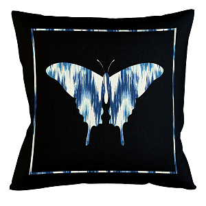 Подушка декоративная бабочка с синим узором Ikat Pattern