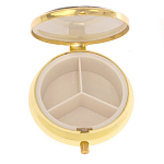 Таблетница карманная круглая с 3-мя отделениями и накладкой из натурального камня Серафинит Gold Stone Pillboxes варинант исполнения - 3 | Loft Concept в Барнауле