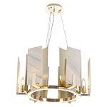 Люстра подвесная круглая с мраморными прямоугольными вставками и золотым основанием Диаметр 55 см Marble square Chandelier варинант исполнения - 1 | Loft Concept в Барнауле