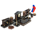 Настольный письменный набор с часами из природного камня обсидиана Peace Contract варинант исполнения - 2 | Loft Concept в Барнауле