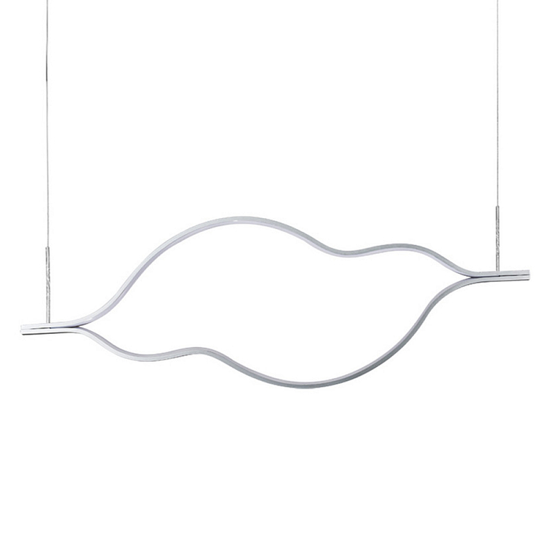 Подвесной светильник волнообразный изогнутый на двух тросах 123 см Spiral Lighting Черный Серебряный в Барнауле | Loft Concept 