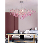 Люстра овальная с розовыми стеклянными подвесками в форме капель FAIRYTREE Light варинант исполнения - 4 | Loft Concept в Барнауле