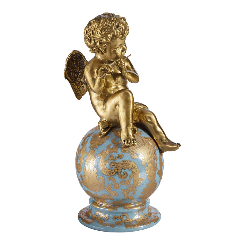 Фигурка Ангел с флейтой на шаре Seraphic Бронза Голубой в Барнауле | Loft Concept 