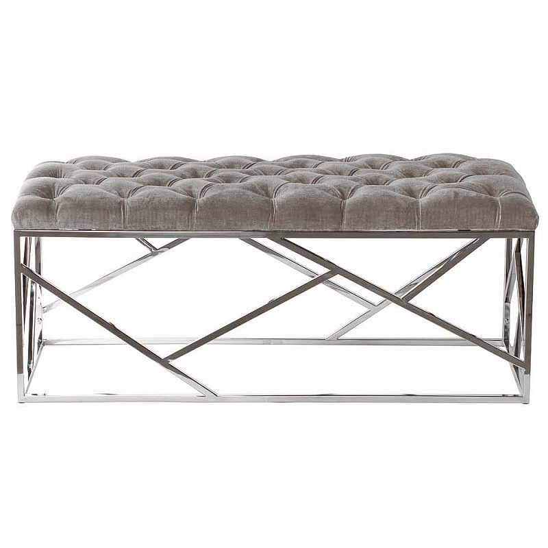Банкетка Serene Furnishing Chromium Top Бежево-серый Хром Банкетка Serene Furnishing Chromium Top Бежево-серый Хром в Барнауле | Loft Concept