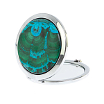 Зеркало карманное складное круглое из натурального камня Малахит с Хризоколлой в подарочной упаковке Silver Stone Mirrors варинант исполнения - 2 | Loft Concept в Барнауле