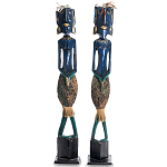 Комплект из 2-х деревянных статуэток Asmat Tall Statuettes Blue Green варинант исполнения - 1 | Loft Concept в Барнауле