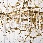 Подвесная люстра в виде ветвей деревьев золотого цвета с прозрачными подвесками-каплями 10 и 14 ламп Droplet Chandelier варинант исполнения - 5 | Loft Concept в Барнауле