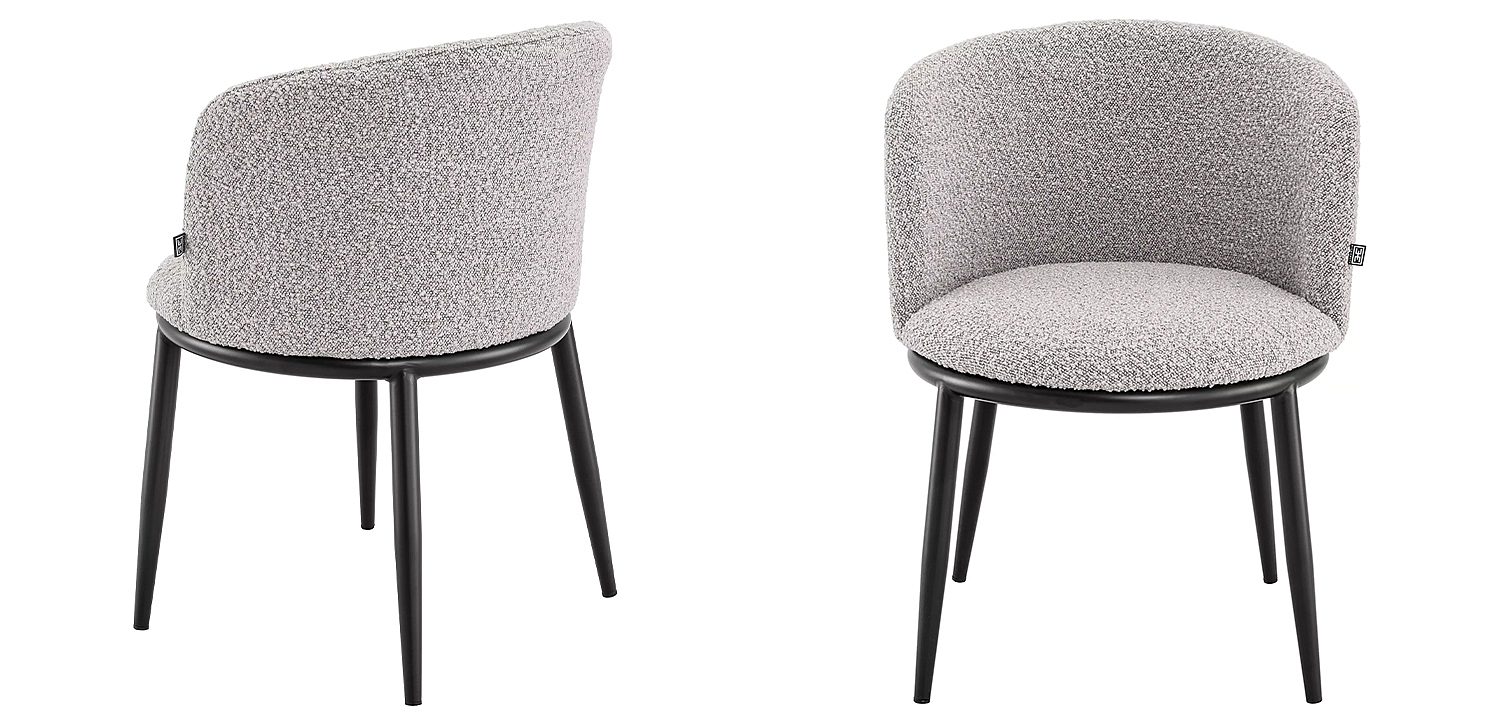 Комплект из двух стульев Eichholtz Dining Chair Filmore Set of 2 Boucle Grey Комплект из двух стульев Eichholtz Dining Chair Filmore Set of 2 Boucle Grey - Loft-Concept в Барнауле
