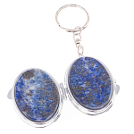 Зеркало брелок карманное двухстороннее из натурального камня Лазурит Stone Mirrors варинант исполнения - 2 | Loft Concept в Барнауле