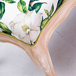 Банкетка из натурального бука золотистая с изображением птиц и цветов Blooming Birds варинант исполнения - 2 | Loft Concept в Барнауле