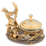 Икорница с декором "Емеля" с гравировкой на подставке из натурального камня Агат Decorative Cavair Dishes варинант исполнения - 1 | Loft Concept в Барнауле