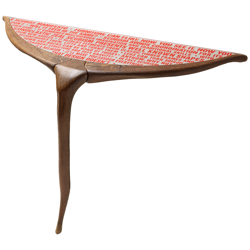 Дизайнерская консоль деревянная на одной ножке Poltronova Gallino Connsole Table Коричневый Прозрачный Красный в Барнауле | Loft Concept 
