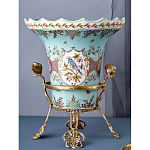 Ваза из голубого фарфора с рисунком птиц и цветов и декоративными элементами Blue Garden варинант исполнения - 7 | Loft Concept в Барнауле