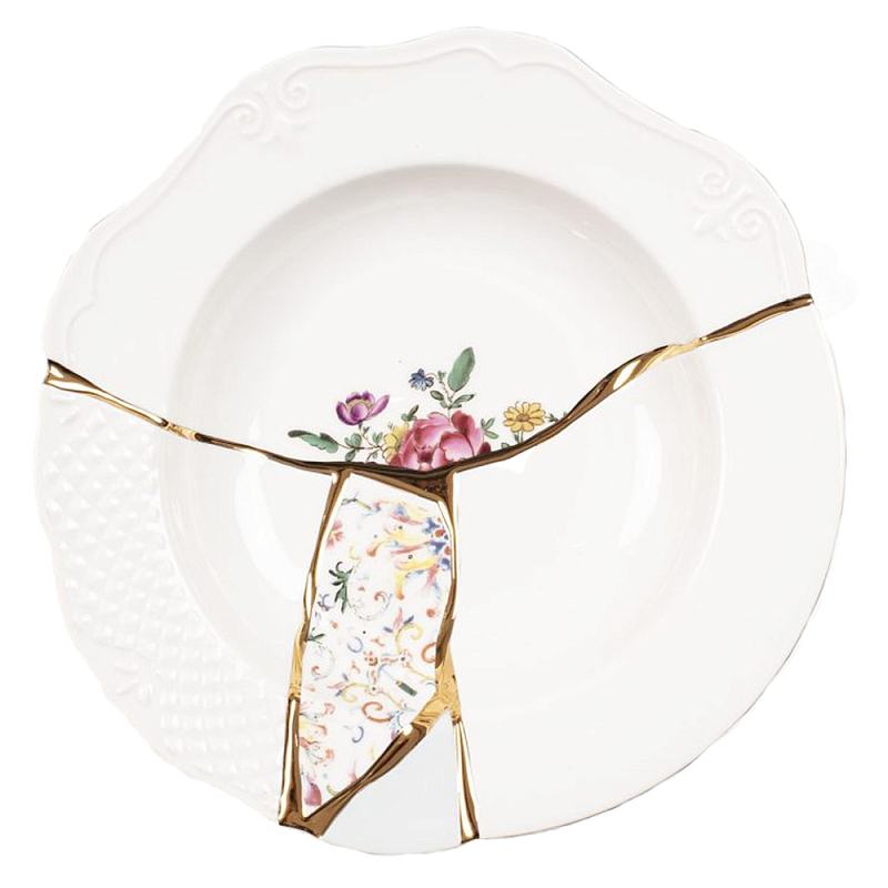 Тарелка глубокая Seletti Kintsugi 2 Белый Золотой Мульти Тарелка глубокая Seletti Kintsugi 2 Белый Золотой Мульти в Барнауле | Loft Concept