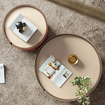 Круглый кофейный стол Baxter Leather Coffee Table варинант исполнения - 3 | Loft Concept в Барнауле