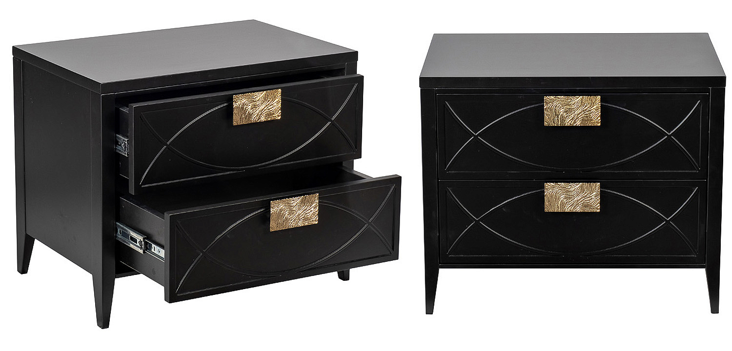 Тумба с 2-мя ящиками Amelie Black Nightstand Черная Тумба с 2-мя ящиками Amelie Black Nightstand Черная - Loft-Concept в Барнауле