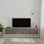 ТВ-тумба подвесная цвета древесины с 4-мя темно-серыми дверцами SPARK TV STAND OAK ANTHRACITE варинант исполнения - 1 | Loft Concept в Барнауле