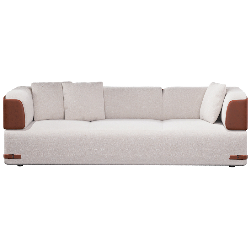 Трехместный диван Richmond с кожаной отделкой Молочный Коричневый в Барнауле | Loft Concept 