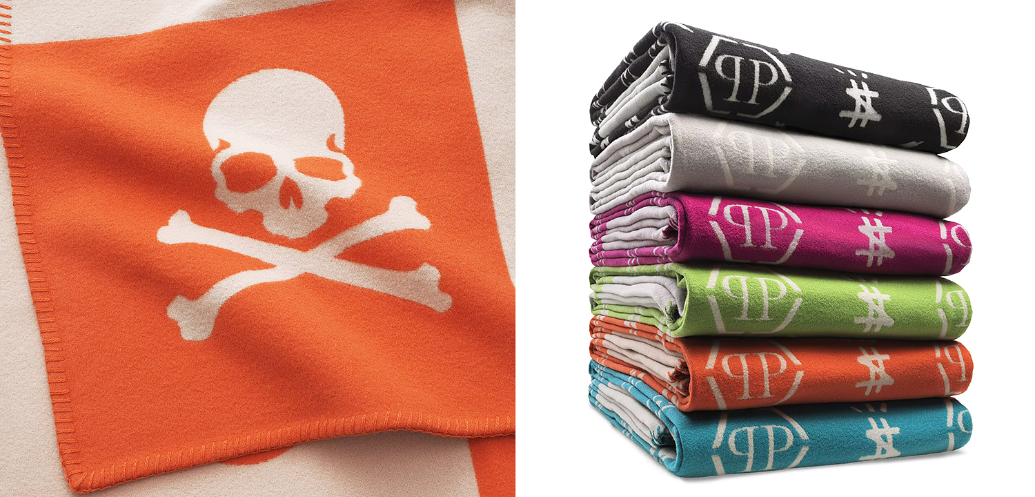 Плед Philipp Plein Plaid Cashmere Skull Orange Плед Philipp Plein Plaid Cashmere Skull Orange - Loft-Concept в Барнауле