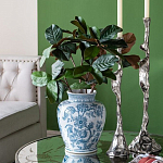 Ваза округлой формы белого цвета с синим растительным узором Blue & White Ornament  варинант исполнения - 4 | Loft Concept в Барнауле